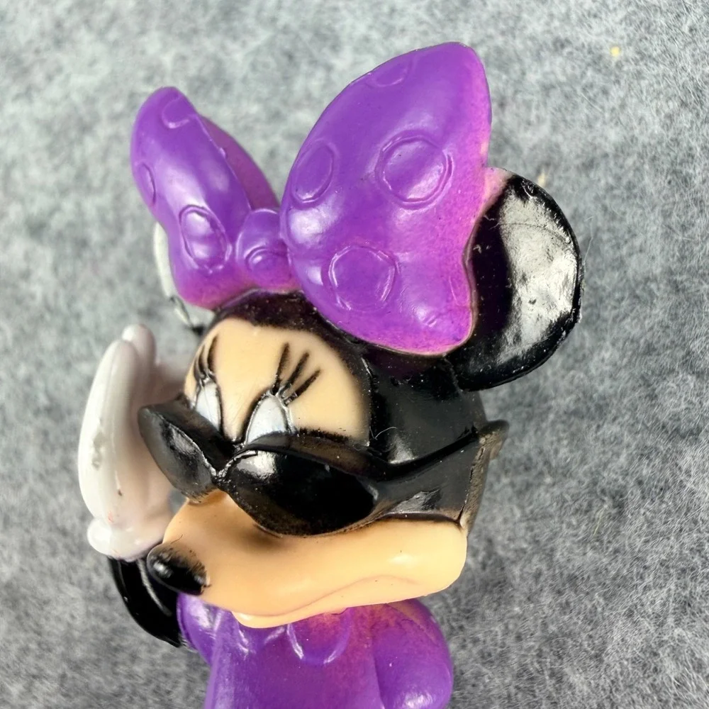 Disney Minnie Mouse PVC Figure Purple Dress Purse Sunglasses 2.5